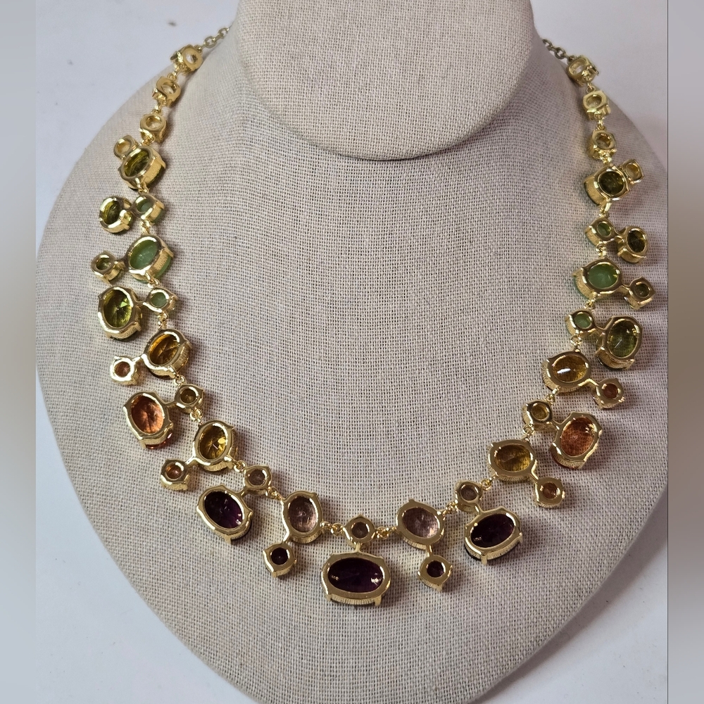 New Carolee Ombre Candy Gold Tone Necklace Multi Colored Pastel Crystal $125 - Picture 5 of 16